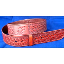 VGP Handmade Leather Belt Star Basket Weave and Eagle Design . Brown 40½"(103cm)